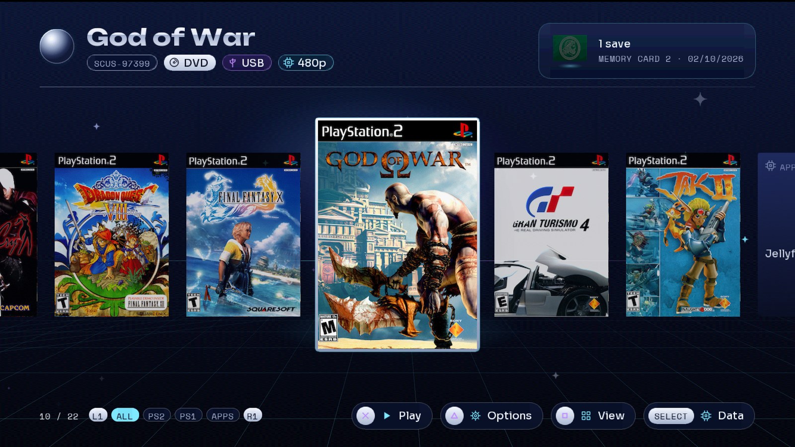 God of War with its 3D save icon