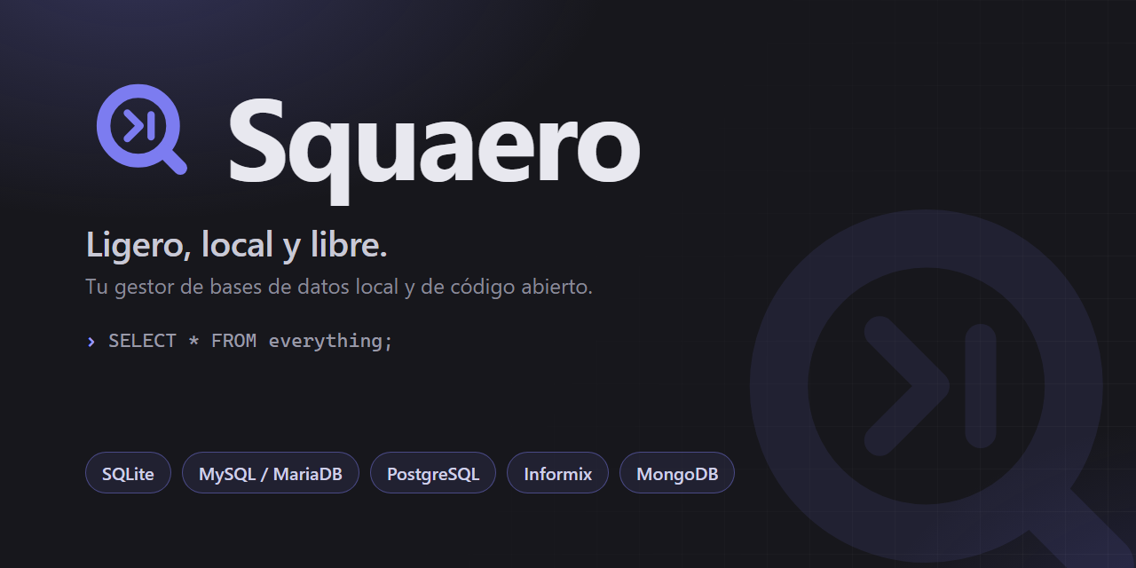Squaero — gestor de bases de datos ligero, local y libre